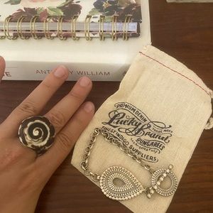 Lucky Brand boho bracelet and shell ring set